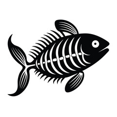 fish skeleton bone icon vector illustration logo.