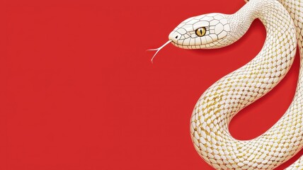 Obraz premium Chinese New Year Snake Red Background Gold Glitter Closeup