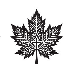 Norway maple leaf silhouette vector style with white background.