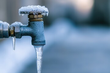 Frozen Faucet Icicles Winter Cold Weather Plumbing Ice Tap Frost Water Freeze Outdoors Nature