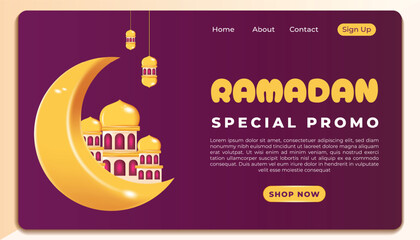 A landing page design for ramadan with purple background