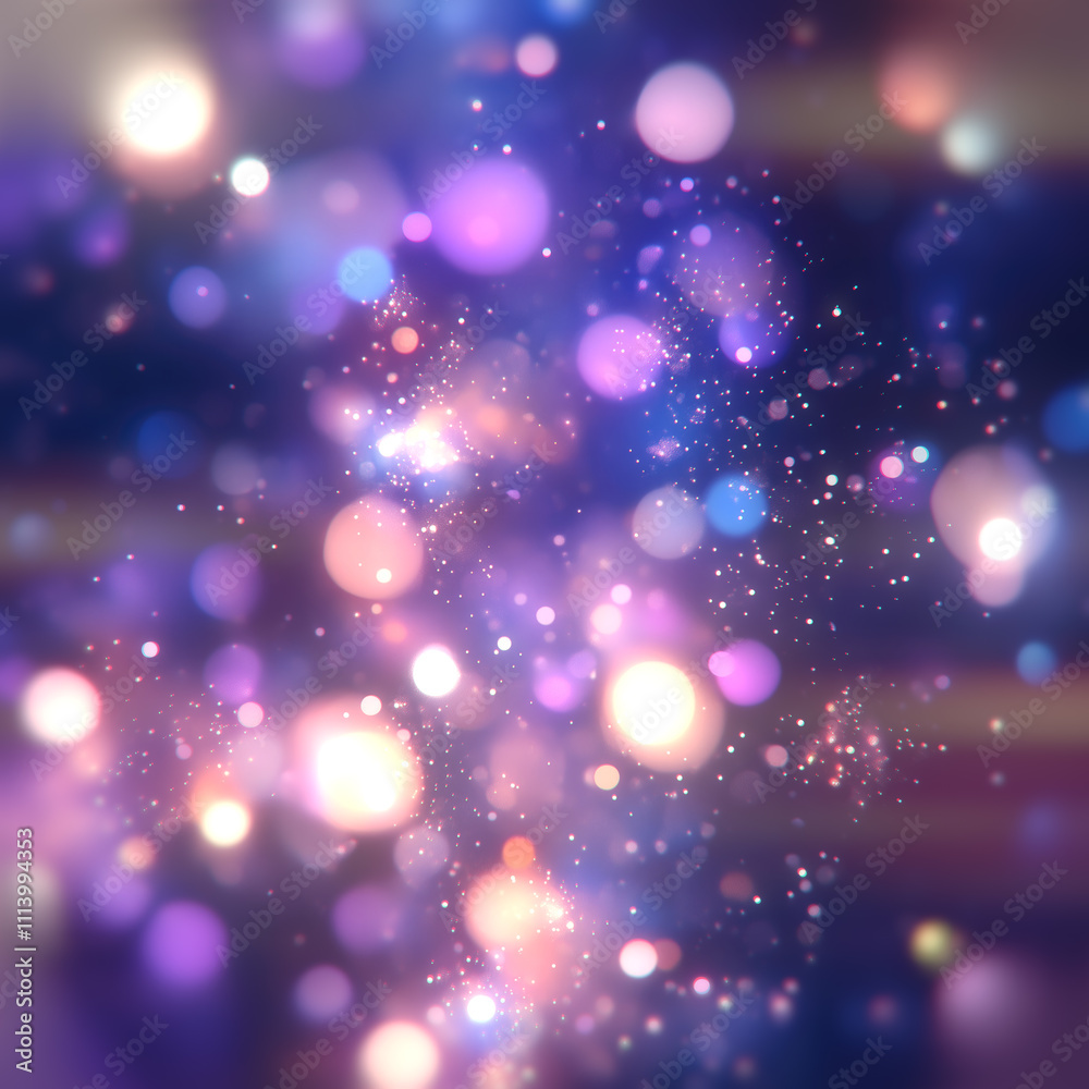 Aufkleber A bokeh composition in which glowing circles of different sizes are neatly arranged on the background, creating softness and airiness. The transitions from pink and orange to blue and purple give the 