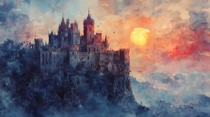 Fototapeta premium Majestic Castle at Sunset