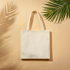 Eco Friendly Tote Bag Mockup Sustainable Shopping Bag Beige Background Summer Vibes
