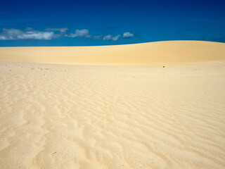 Endless sand dunes near the sea, Fuerteventura, Spain