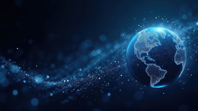 Earth globe telecommunication and data transfer networks with global internet and artificial intelligence connectivity for communication technology