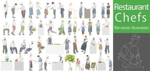 Flat vector illustration of chef cooking for restaurant