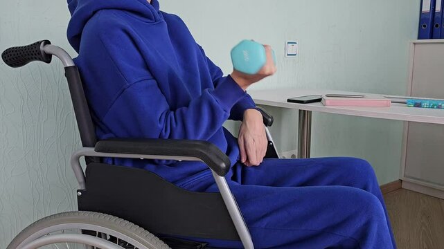 Individual performing strength training exercises while seated in a wheelchair 