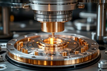 Precision Engineering Close-up of a High-Tech Industrial Machine's Component During Operation