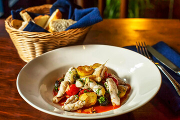 Calamari scallop salad