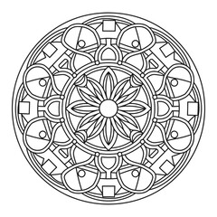 Black and White Mandala Vector Artwork Circle - Coloring Page to Color.