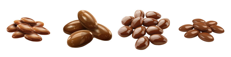 Fototapeta premium 3d render chocolate-covered almonds isolated on transparent background Cartoon Illustration in plastic style