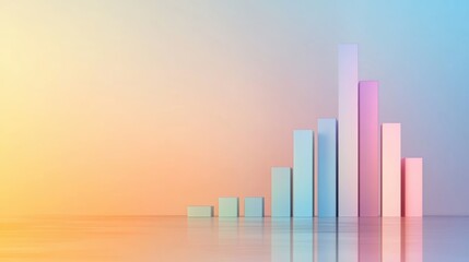 3D Abstract Financial Growth Chart with Vibrant Colors for Emerging Market Visualization