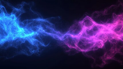 Naklejka premium Abstract Interconnected Cloud Structures in Blue and Pink Colors on Dark Background