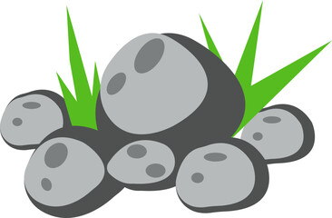 Rock And Grass Vector Illustration