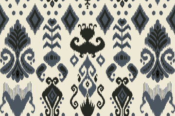 Ikat seamless pattern, geometric design, motif ethnic handmade, Ikat ethnic tribal, boho colors seamless wallpaper. Ethnic Ikat abstract background art.Illustration for greeting cards, printing