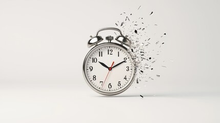 Broken Clock Concept Illustrating Time Destruction with Shattering Glass Showing the Fragility of Time and the Importance of Every Moment's Value