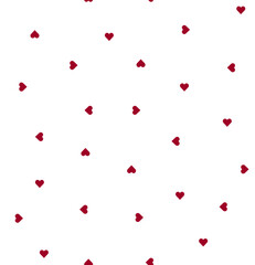 Seamless romantic pattern with cute lit red hearts.   hearts on a white background. Ready-made template for textile, design, postcards, printing, poster, party, Valentine's Day