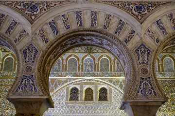 Interior of the Alcazar in Seville Spain