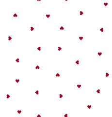 Seamless romantic pattern with cute lit red hearts.   hearts on a white background. Ready-made template for textile, design, postcards, printing, poster, party, Valentine's Day