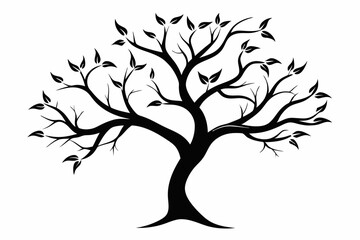 Elegant Branching Silhouette Black Vector Art