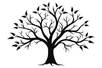 Elegant Branching Silhouette Black Vector Art