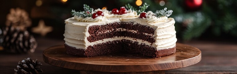 Traditional Christmas Cake with Icing Detail