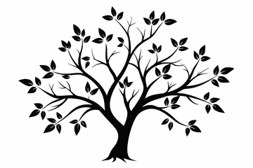 Elegant Branching Silhouette Black Vector Art