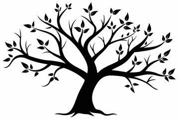 Fototapeta premium Elegant Branching Silhouette Black Vector Art