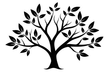 Elegant Branching Silhouette Black Vector Art