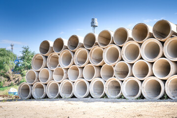 a lot of concrete culverts for construction.