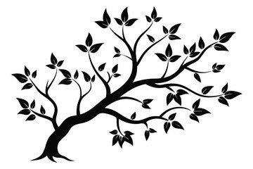 Elegant Branching Silhouette Black Vector Art