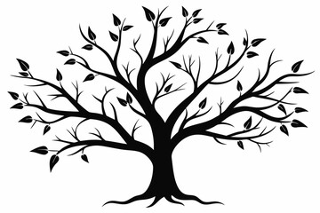 Obraz premium Elegant Branching Silhouette Black Vector Art