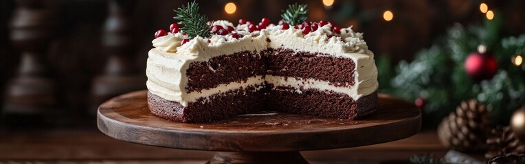 Traditional Christmas Cake with Icing Detail