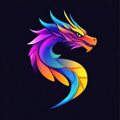 Naklejka premium Vibrant dragon colorful logo design featuring bold dynamic details image