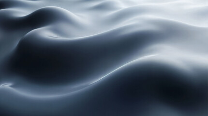 Obraz premium Abstract Fluid Wave Pattern with Smooth Curves in Monochromatic Blue and Grey Tones, Modern Minimalist Digital Art Background