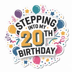Colorful Birthday Celebration Design for 20th Birthday Milestone