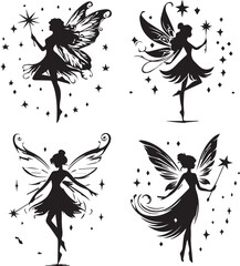 Fairy Silhouette Vector Set – Magical and Enchanted Design Elements