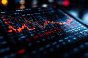 Fototapeta premium Close-up of Stock Market Data Display Showing Fluctuating Prices
