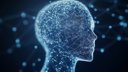 3D human wireframe model with dynamic connection lines image