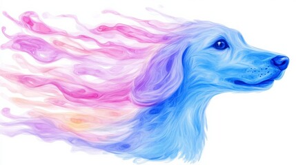 colorful paint splashes abstract minimalist shape of a dog,
