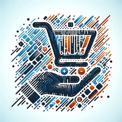 Geometric Checkout Icon with Stylized Design	