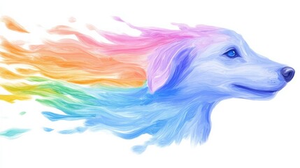 colorful paint splashes abstract minimalist shape of a dog,