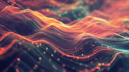 Abstract wave of colorful particles.