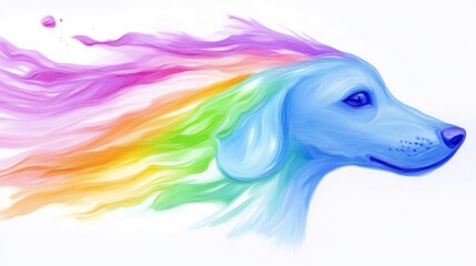 colorful paint splashes abstract minimalist shape of a dog,