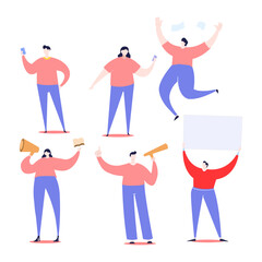 flat design of man and woman marketing illustration