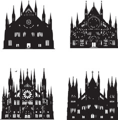 Fototapeta premium Gothic Silhouette Vector Set – Dark and Intricate Design Elements
