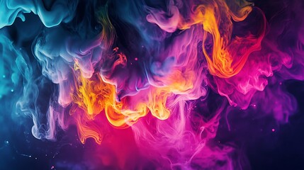Abstract flame bursting from dynamic multicolored ink explosion design