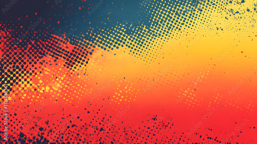 Canvas Prints halftone red and yellow background in punk style.