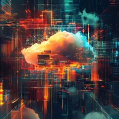 Obraz premium Abstract futuristic cloud computing frameworks designed for modern tech applications picture
